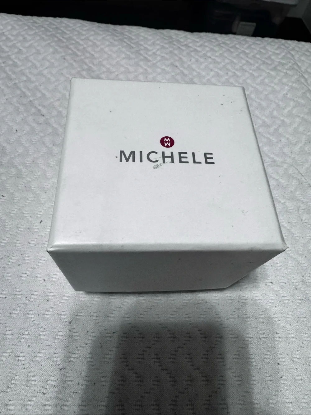 Michele White Ceramic-Style Watch with Rose Gold Accents